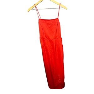 Square Neck Strappy‎ Back Midi Dress By Nasty Gal In Red Size 8 NWT